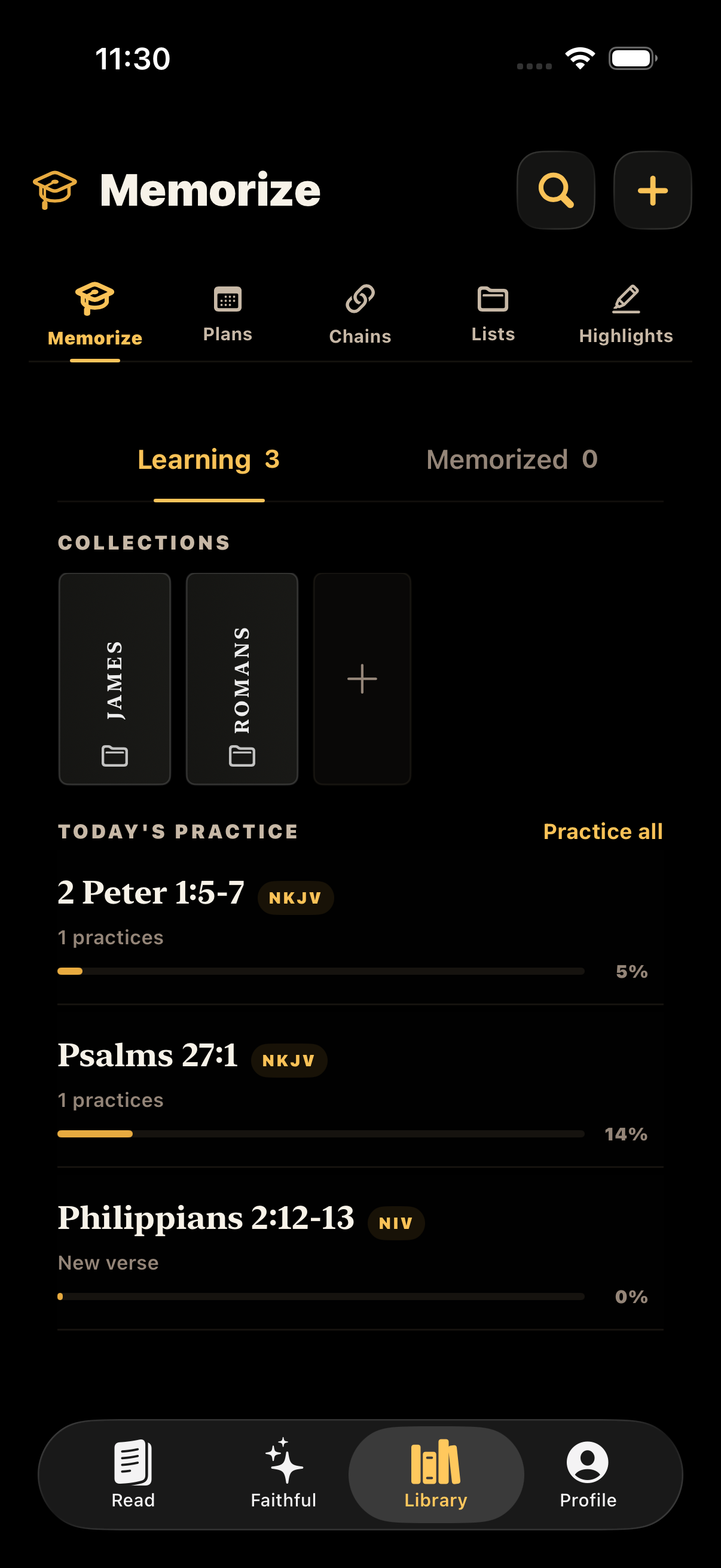Scripture memorization practice