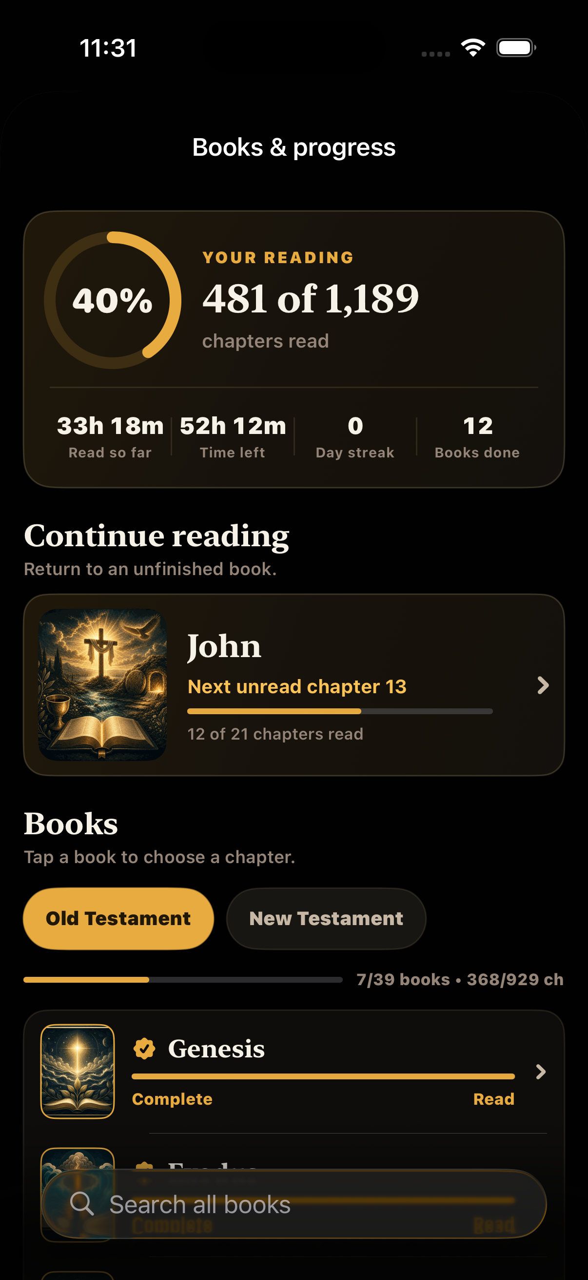 Progress screen