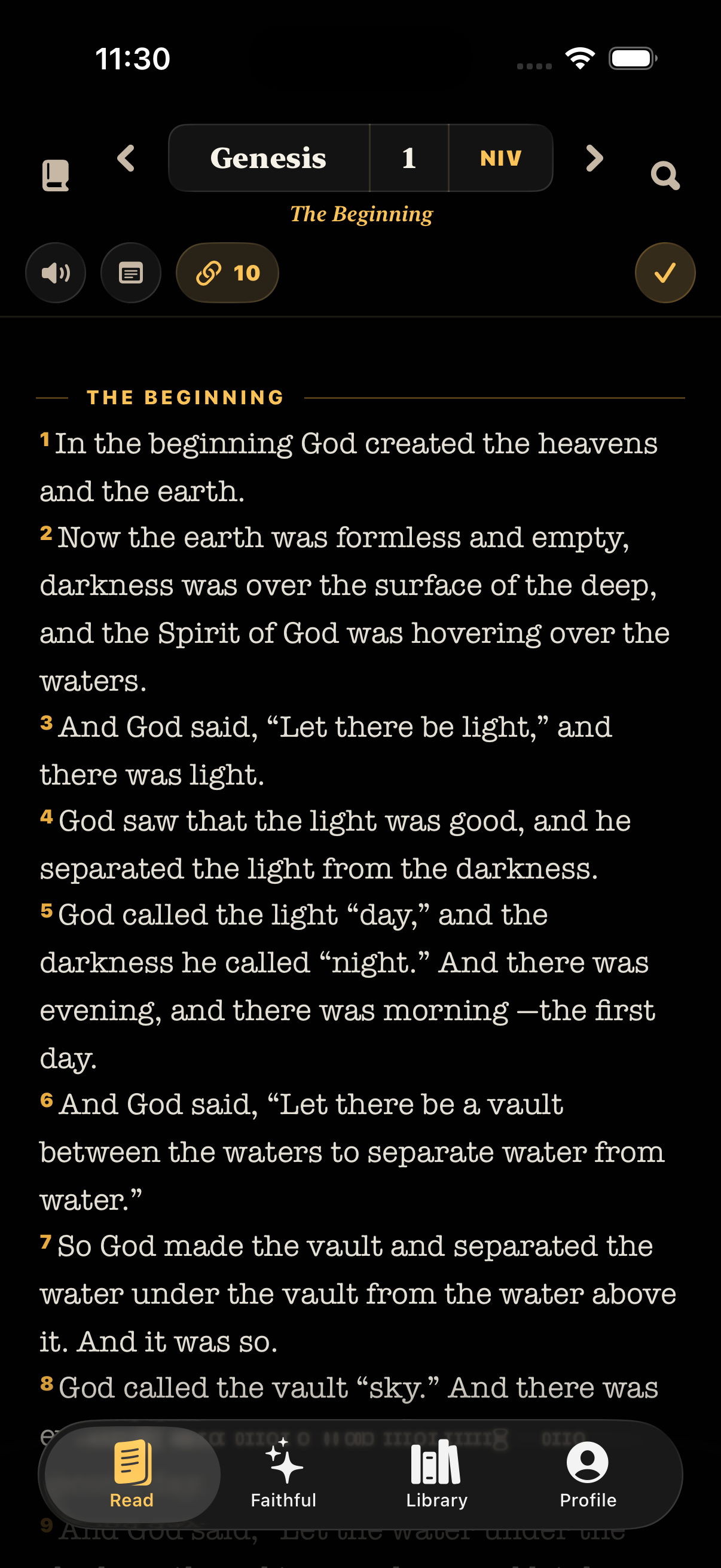Genesis chapter one in the Written Bible reader